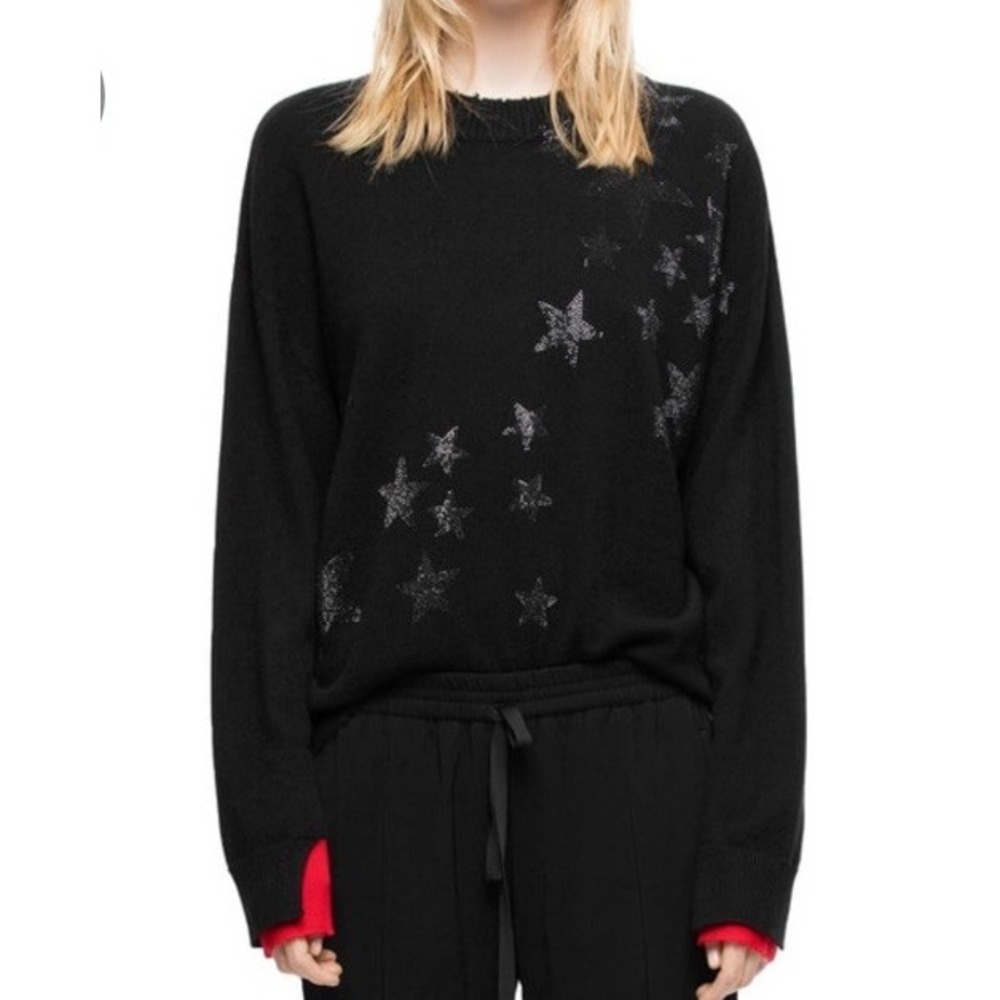 ZADIG & VOLTAIRE Gaby Bis Embellished Star Cashmere Sweater XS